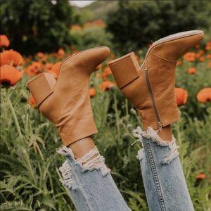 Free People Leather Nicola Booties Taupe